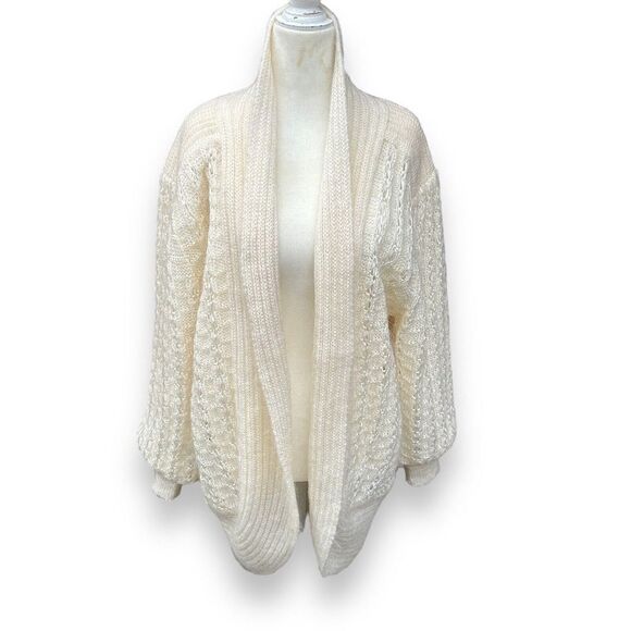 Vintage ‘90s Cocoon Cardigan Belldini Oversized White Cream Size Medium - Picture 1 of 12